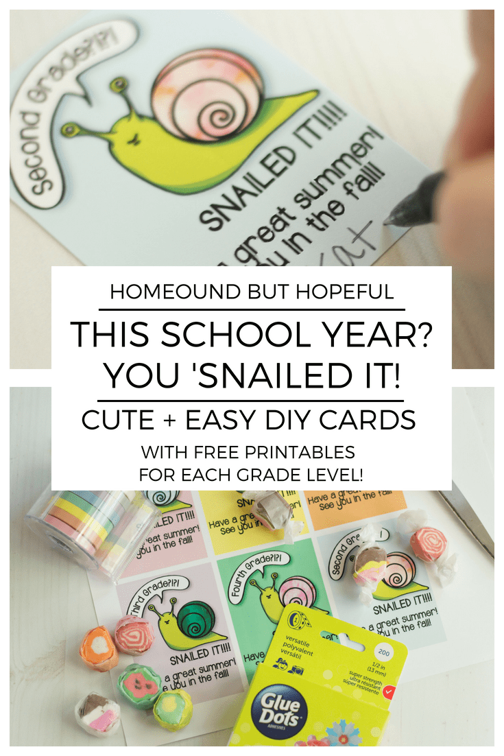 Looking for the perfect quick and easy DIY end of the school year gifts for your child's classmates? This punny, cute 'Snailed It' card is super cute, and quick to put together with a small sweet treat. The free printables include each grade level, so you're covered no matter the ages. It's the perfect token to celebrate summer break!