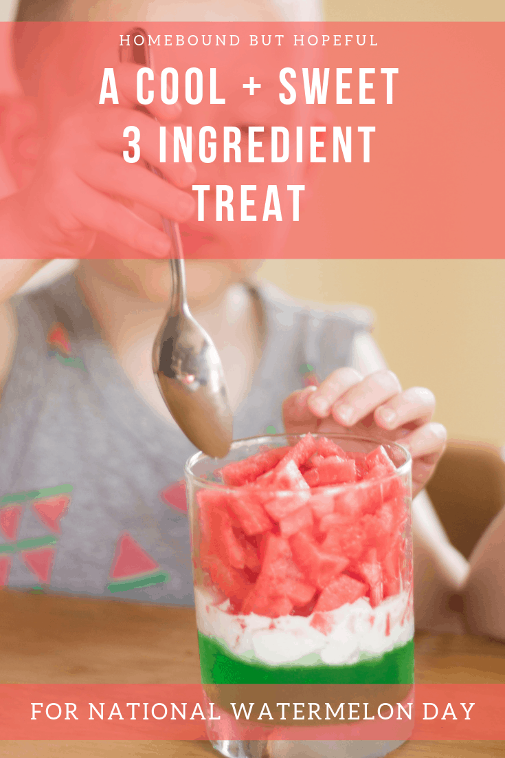 I'm raising total fruit-a-holics who can't get enough watermelon each summer! When I learned about National Watermelon Day (who knew?!), it seemed like the perfect opportunity to get them in the kitchen, prepping a sweet, cool, 3 ingredient treat with me! Don't miss this 'one in a melon' super kid-friendly, frsh + tasty dessert or snack idea. #NationalWatermelonDay #kidscancook #freshfruit #kidsnacks #summerflavors #oneinamelon