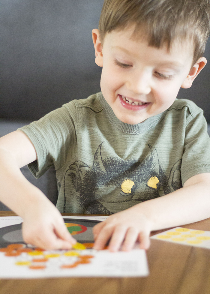 BOY PLACING STICKERS