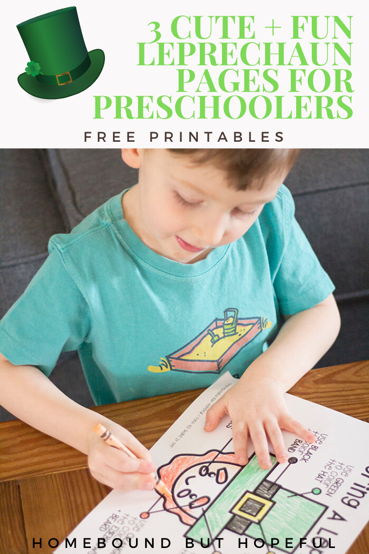 Your preschooler will have a wee bit o' fun with these 3 new leprechaun printables! #stpatricksday #leprechaun #preschool #homeschool #earlylearning #totschool #homeschool