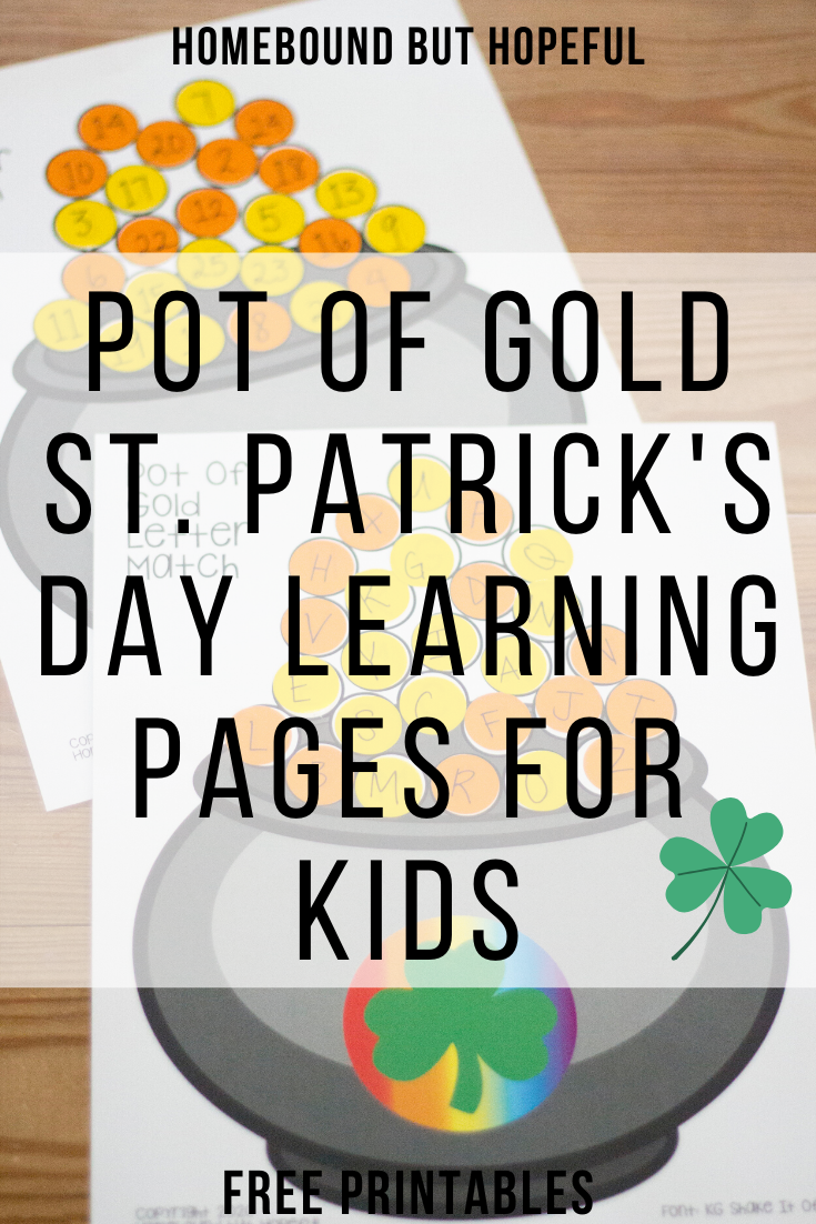 Your kids will love practicing their letters and numbers with these fun and festive pot of gold St. Patrick's Day learning pages! You can grab the free printables today on the blog. #preschool #homeschool #freeprintables #potofgold #sttpatricksday #learnathome #homepreschool